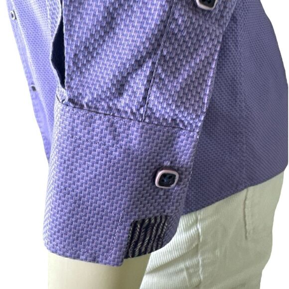 Marcello Platinum Purple Casual Button Down Shirt w/Notch Detail Cuff Size Lg - Picture 4 of 5